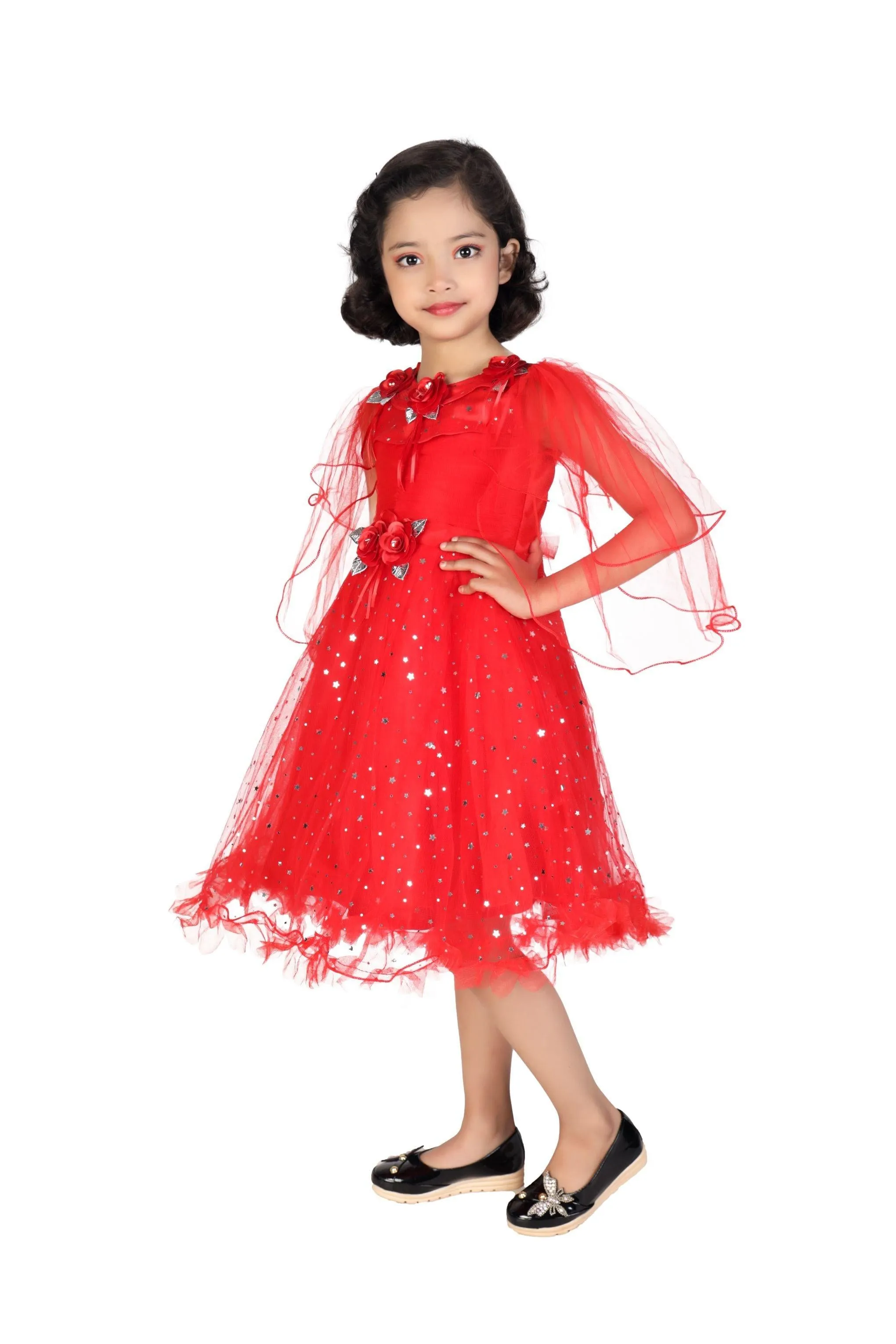 Ahhaaaa GIrls Cotton A-Line Maxi Dress/Angel Pari Dress/Christmas Gown