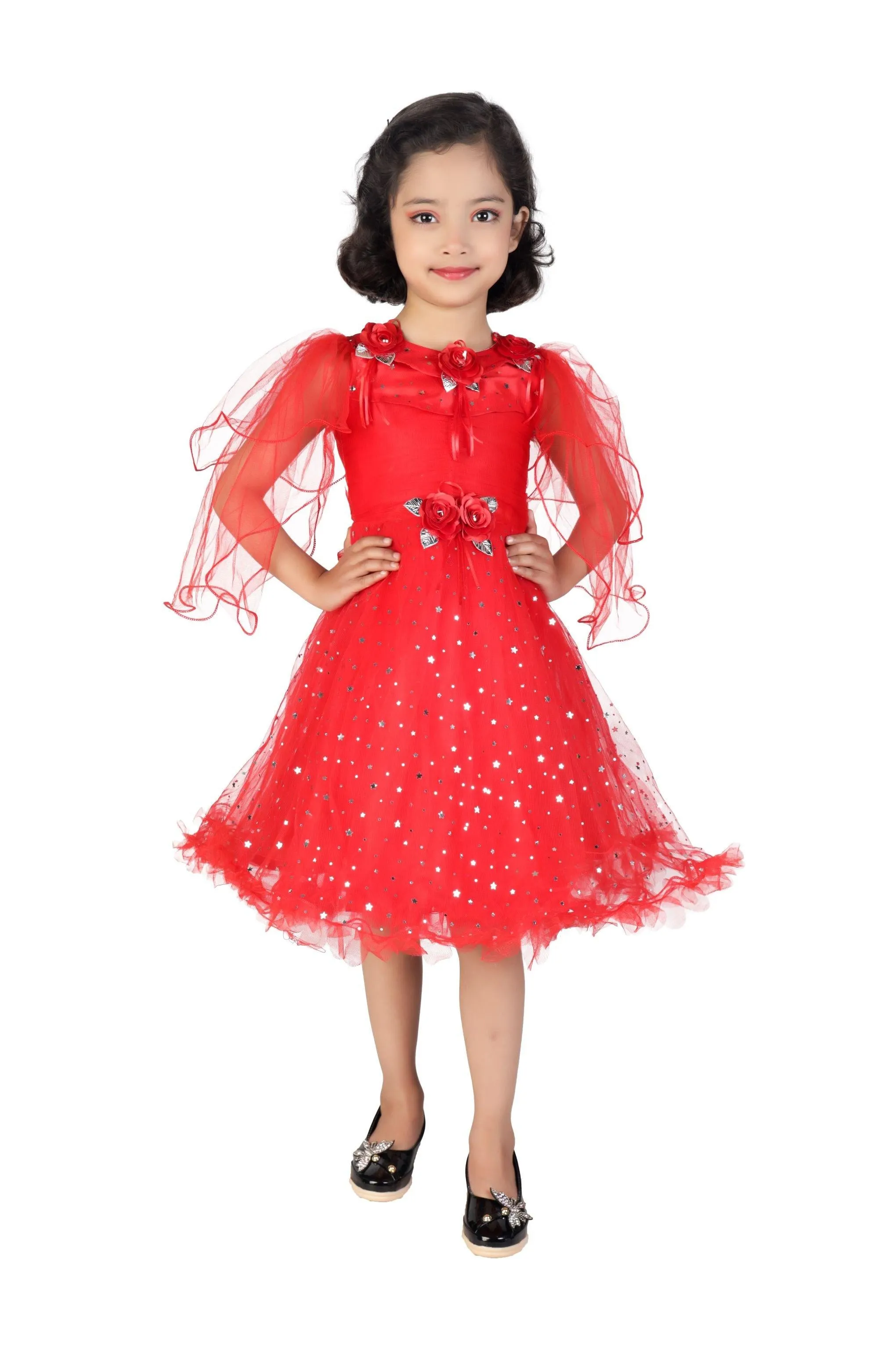 Ahhaaaa GIrls Cotton A-Line Maxi Dress/Angel Pari Dress/Christmas Gown