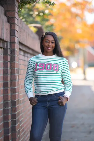 AKA 1908 Green and White Striped Sweatshirt