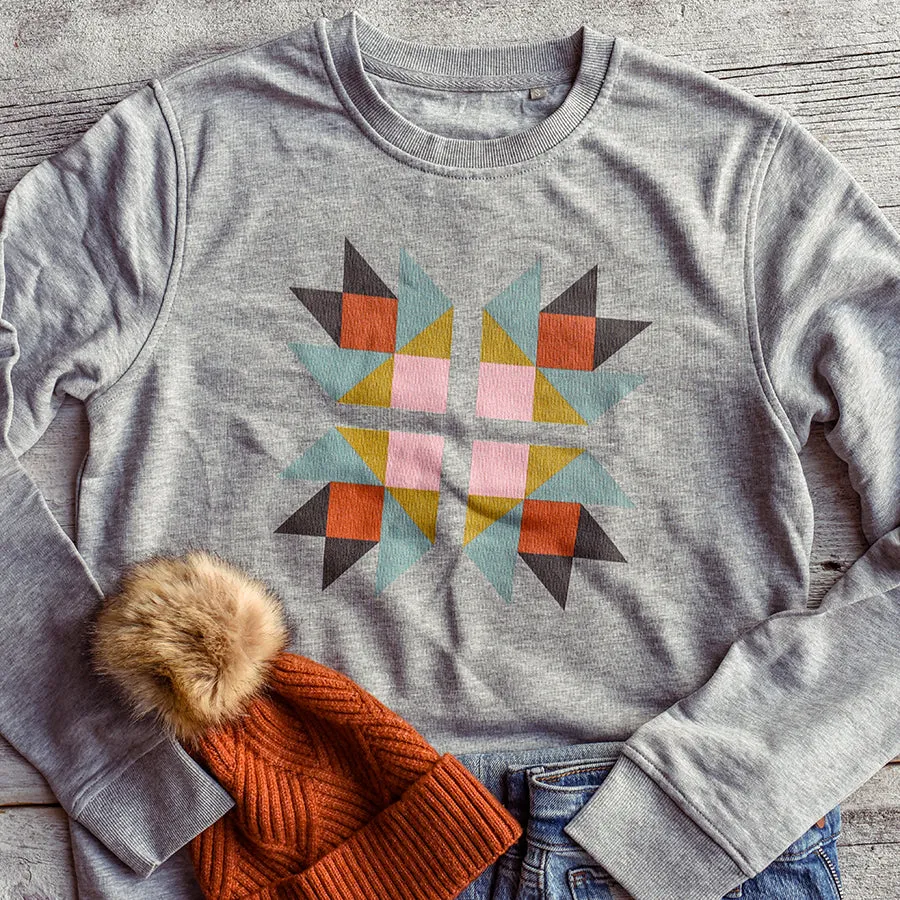 Bear Paw Quilt Block Organic Sweatshirt