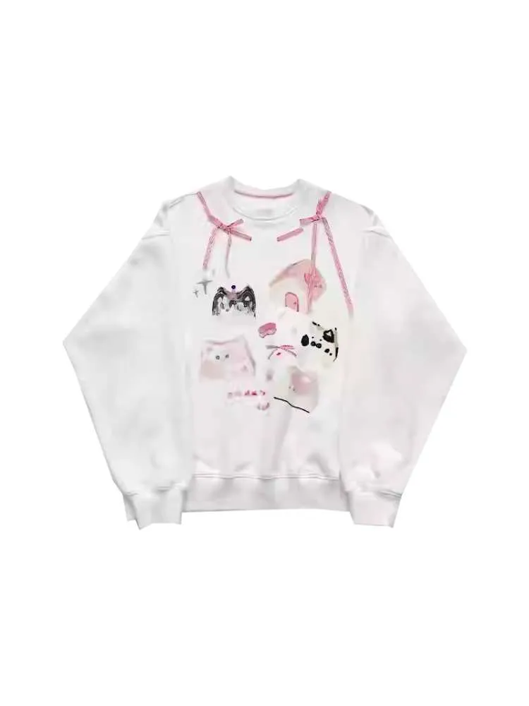 Cat illustration oversize sweatshirt【s0000010425】