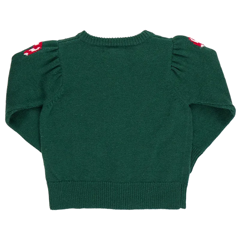 Constance Sweater, Green Candy Cane Bows