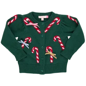 Constance Sweater, Green Candy Cane Bows