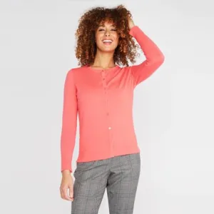 Coral Crew Neck Cardigan