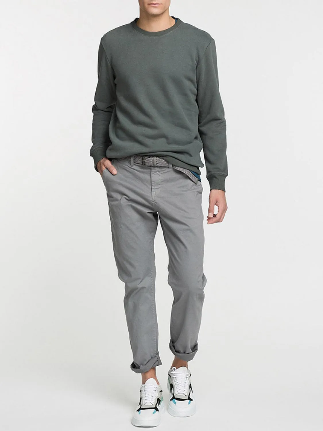 Crew Neck Sweatshirt Military Khaki