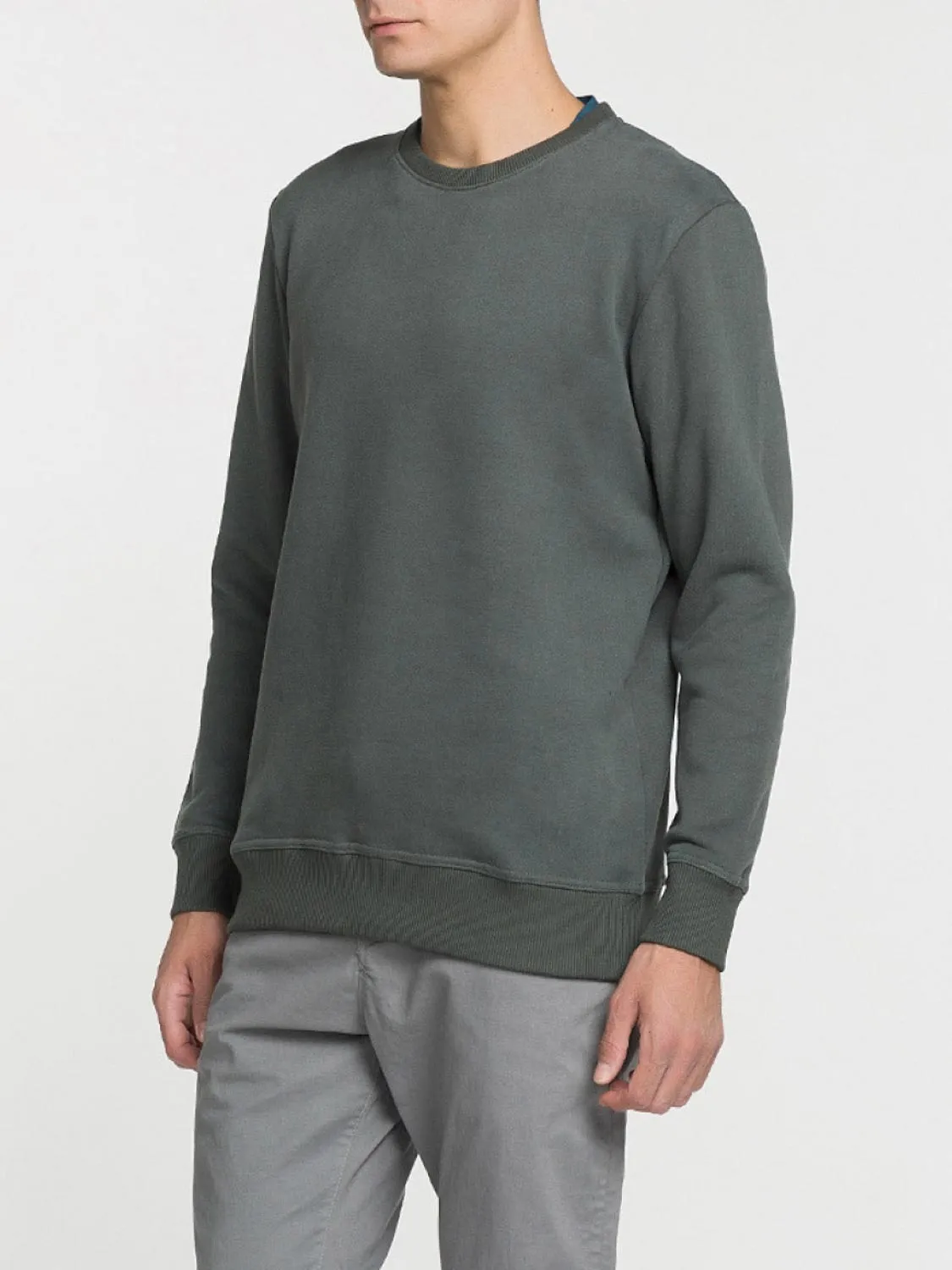 Crew Neck Sweatshirt Military Khaki