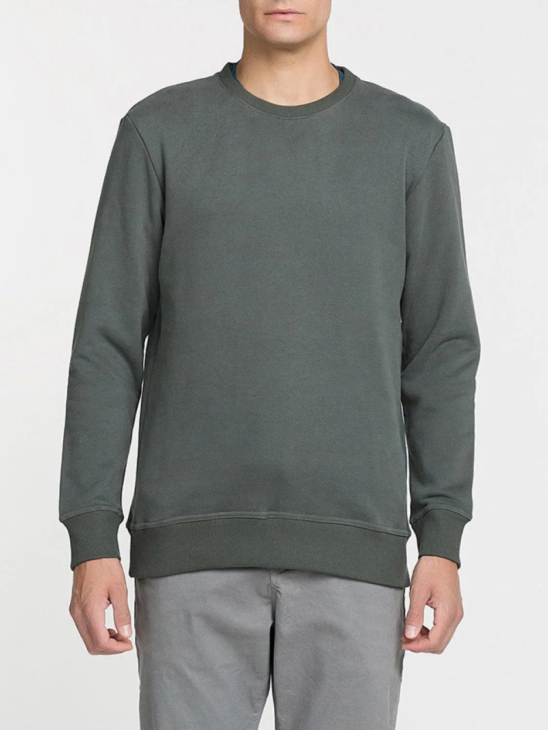 Crew Neck Sweatshirt Military Khaki