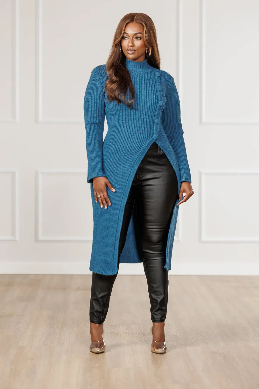 Denali Button Detail Sweater - Dark Teal