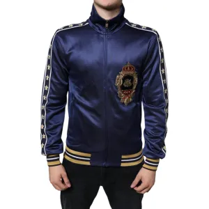 Dolce & Gabbana Blue Heraldic Patch Stripe King Bee Sweater