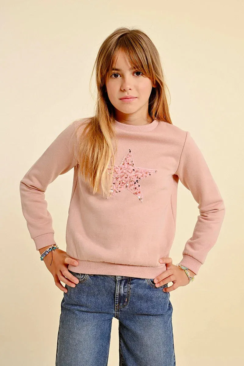 Girls Sequin Star Sweatshirt