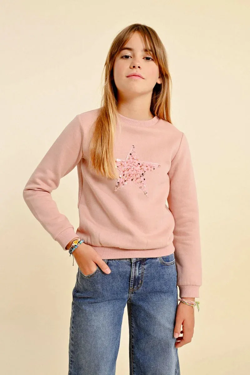 Girls Sequin Star Sweatshirt