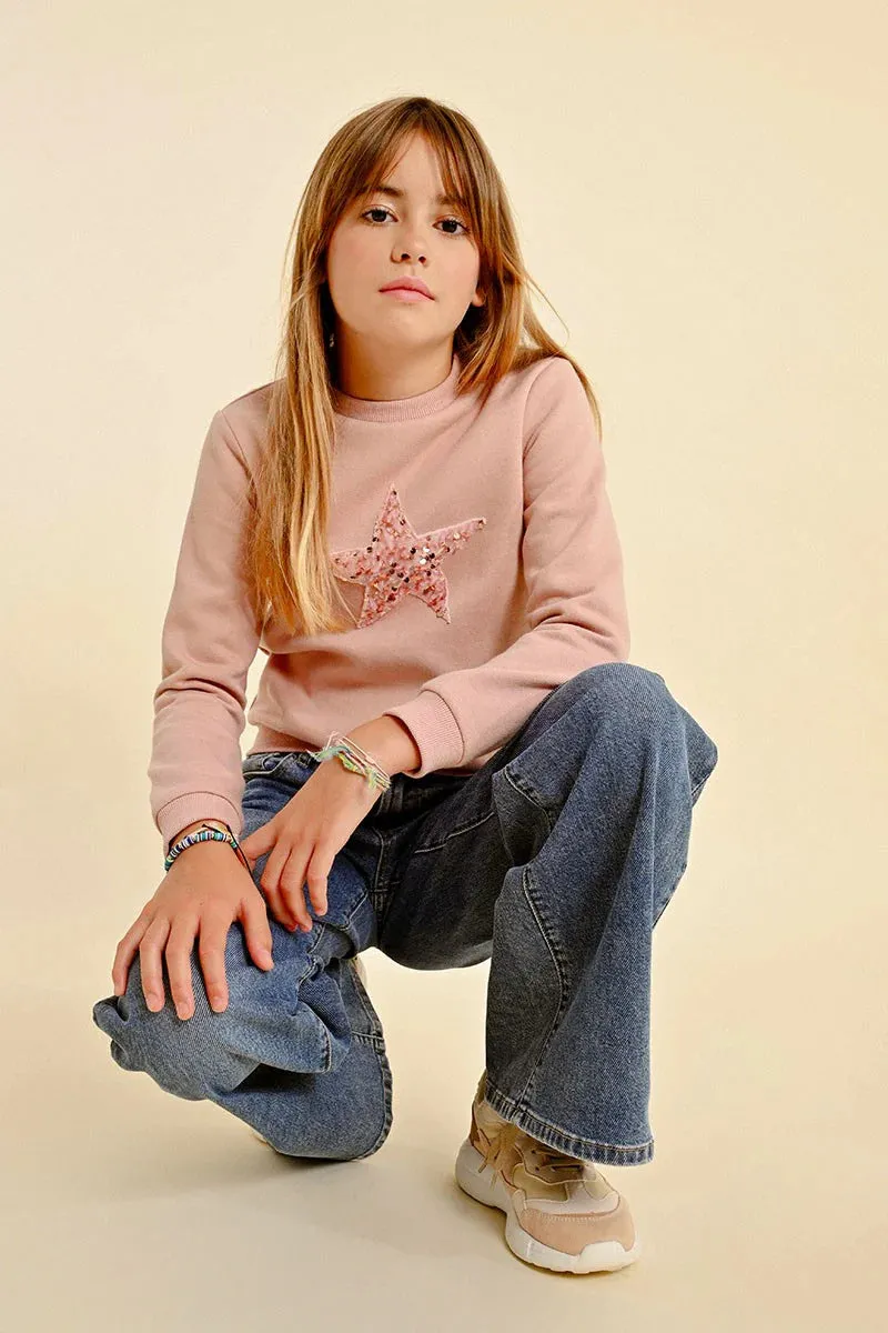 Girls Sequin Star Sweatshirt