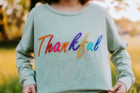 MER103 - Thankful Raised Embroidery Sweatshirt