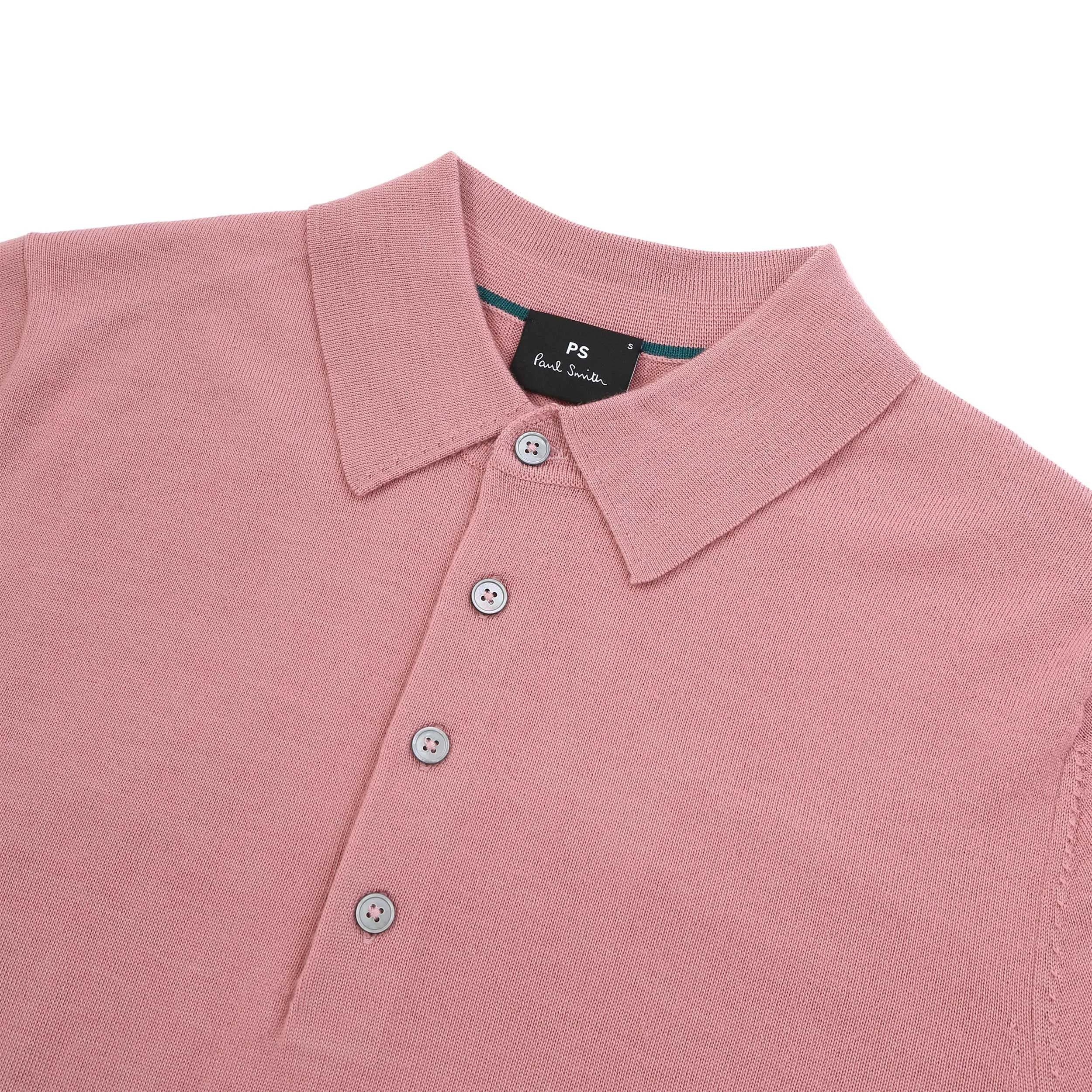 Paul Smith Sweater LS Polo in Powder Pink