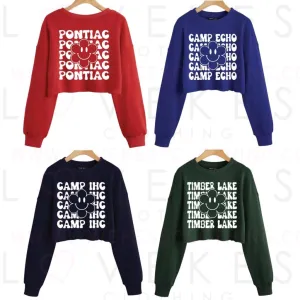 Smiley Daisy Crop Camp Sweatshirt